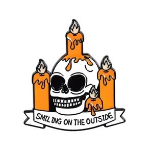 6/$30 Smiling On The Outside Skull Candles Enamel Pin